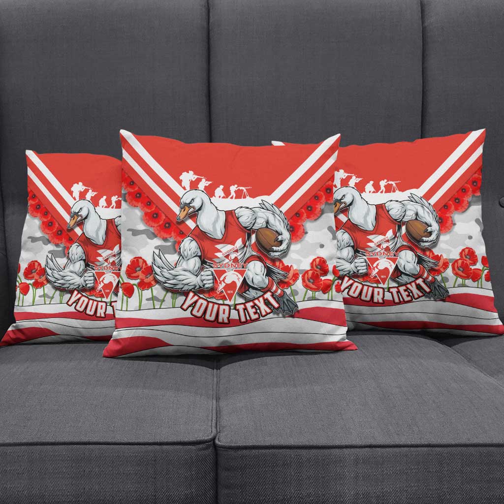 Personalised Sydney Swans ANZAC Pillow Cover Military Remembrance Australian Football Mascot Camouflage