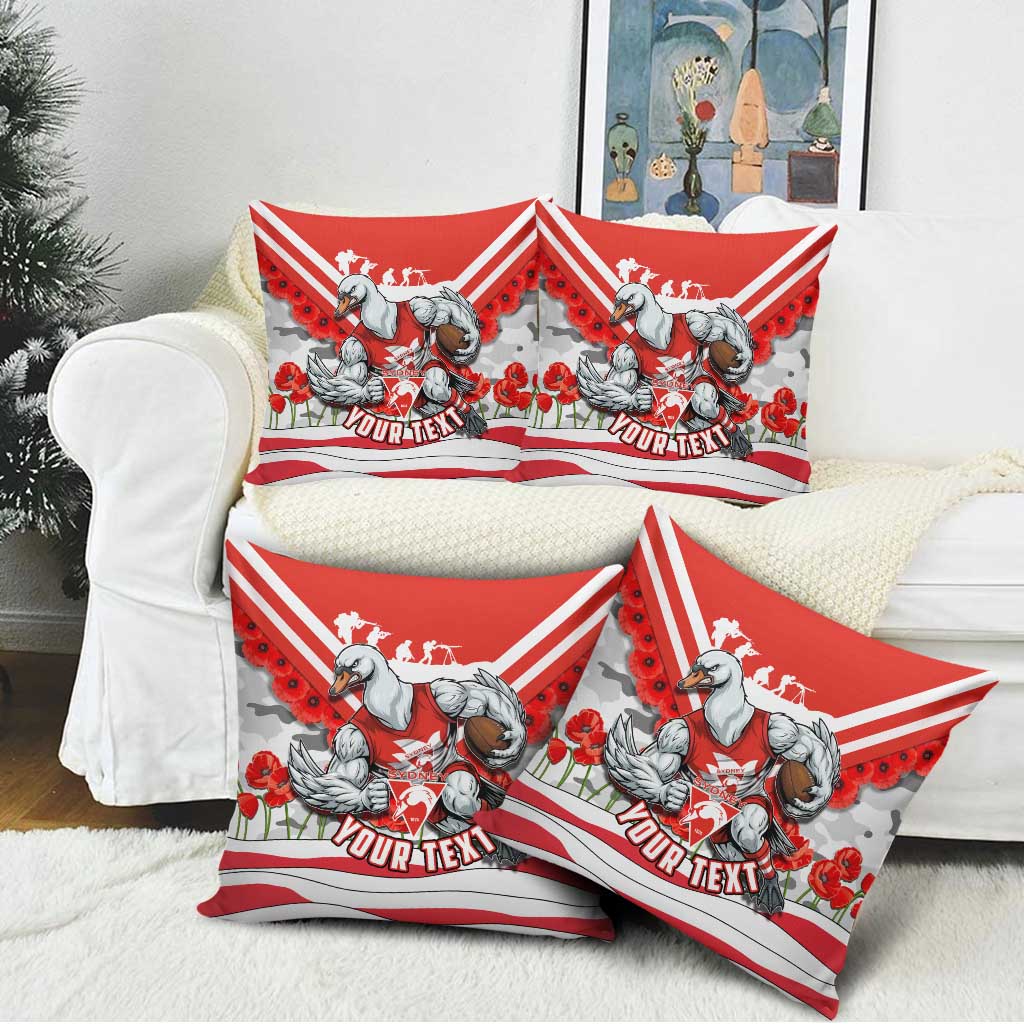 Personalised Sydney Swans ANZAC Pillow Cover Military Remembrance Australian Football Mascot Camouflage