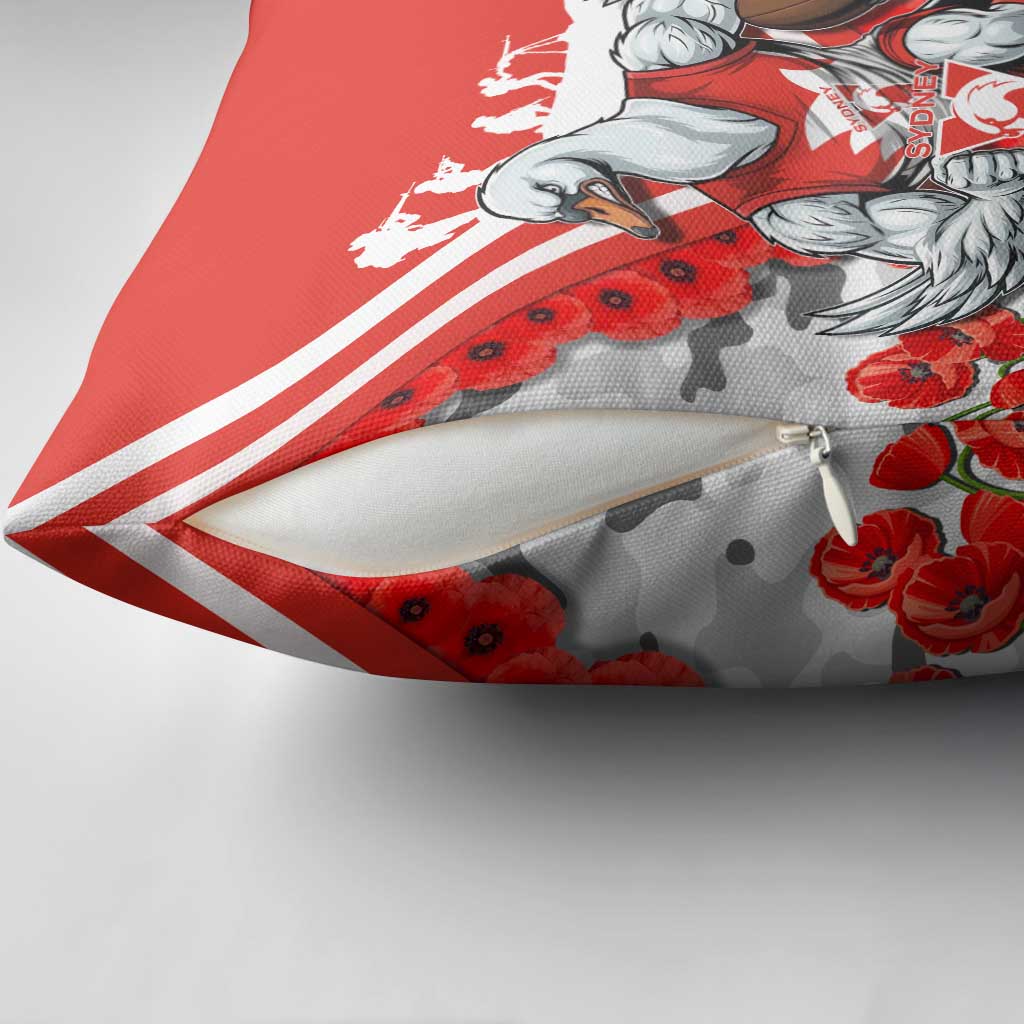 Personalised Sydney Swans ANZAC Pillow Cover Military Remembrance Australian Football Mascot Camouflage
