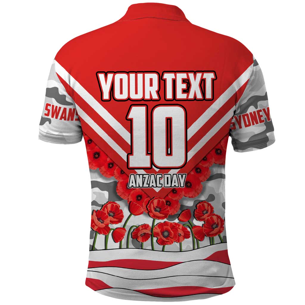Personalised Sydney Swans ANZAC Polo Shirt Military Remembrance Australian Football Mascot Camouflage