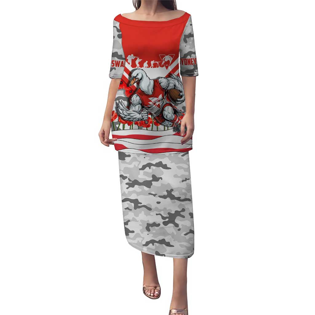 Personalised Sydney Swans ANZAC Puletasi Military Remembrance Australian Football Mascot Camouflage