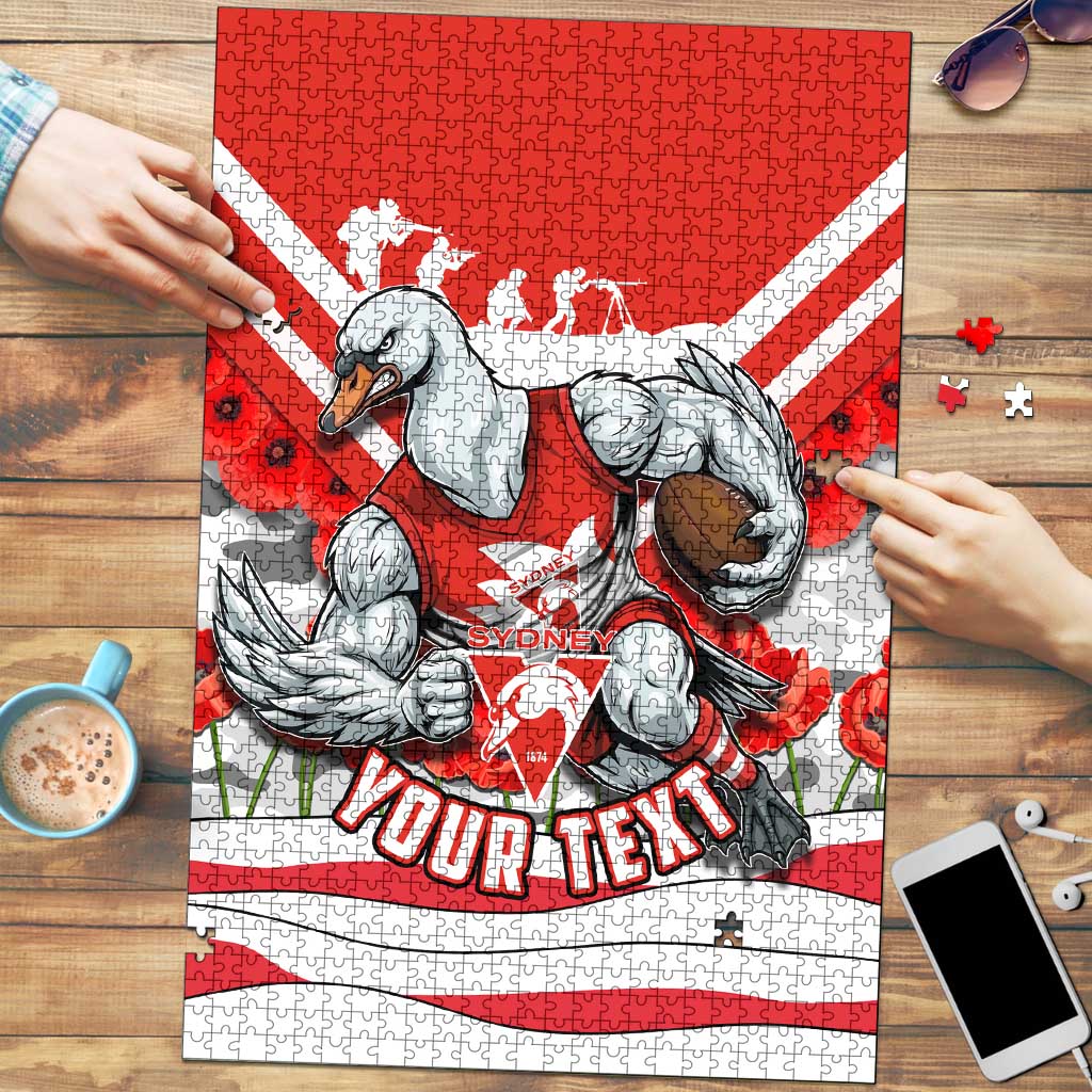 Personalised Sydney Swans ANZAC Puzzle Military Remembrance Australian Football Mascot Camouflage