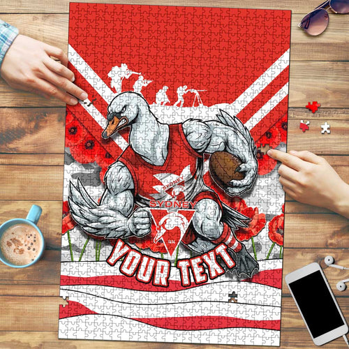 Personalised Sydney Swans ANZAC Puzzle Military Remembrance Australian Football Mascot Camouflage