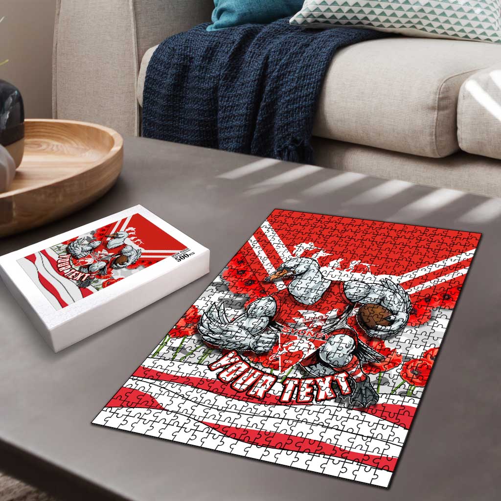 Personalised Sydney Swans ANZAC Puzzle Military Remembrance Australian Football Mascot Camouflage