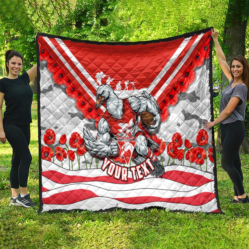 Personalised Sydney Swans ANZAC Quilt Military Remembrance Australian Football Mascot Camouflage