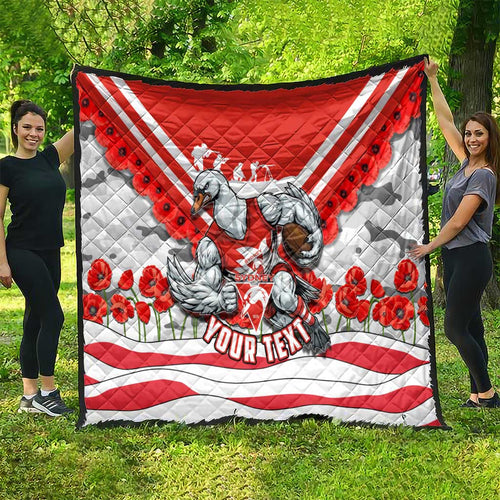 Personalised Sydney Swans ANZAC Quilt Military Remembrance Australian Football Mascot Camouflage