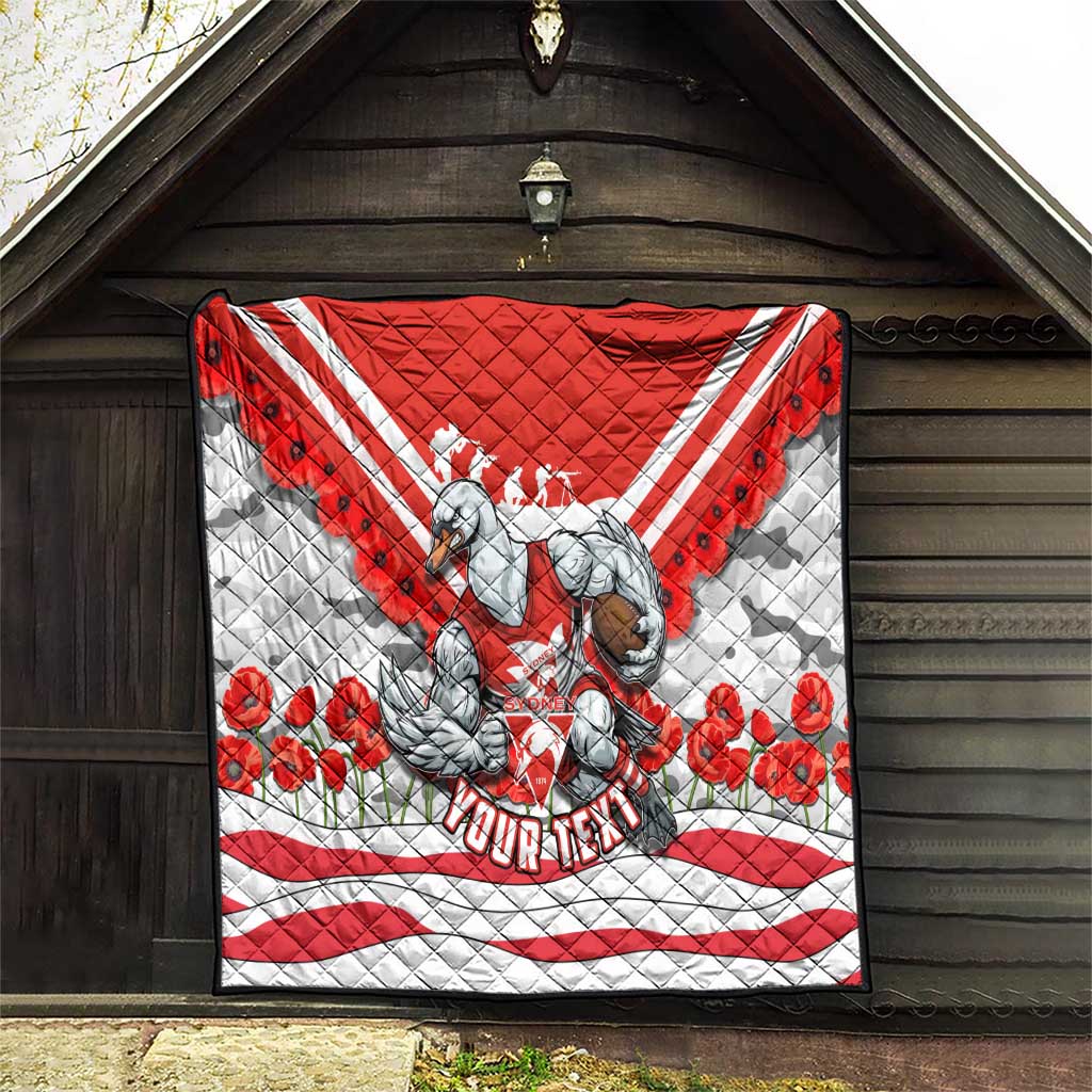 Personalised Sydney Swans ANZAC Quilt Military Remembrance Australian Football Mascot Camouflage