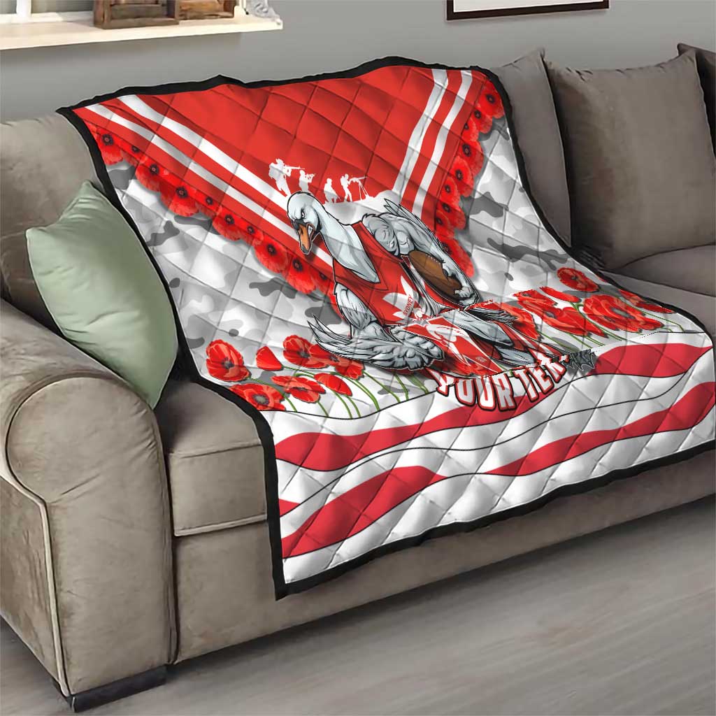Personalised Sydney Swans ANZAC Quilt Military Remembrance Australian Football Mascot Camouflage