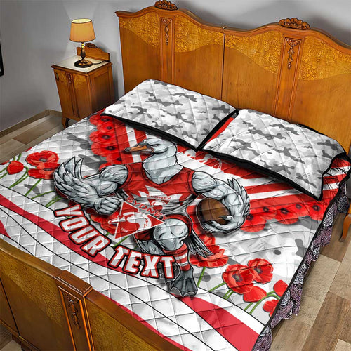 Personalised Sydney Swans ANZAC Quilt Bed Set Military Remembrance Australian Football Mascot Camouflage