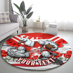 Personalised Sydney Swans ANZAC Round Carpet Military Remembrance Australian Football Mascot Camouflage
