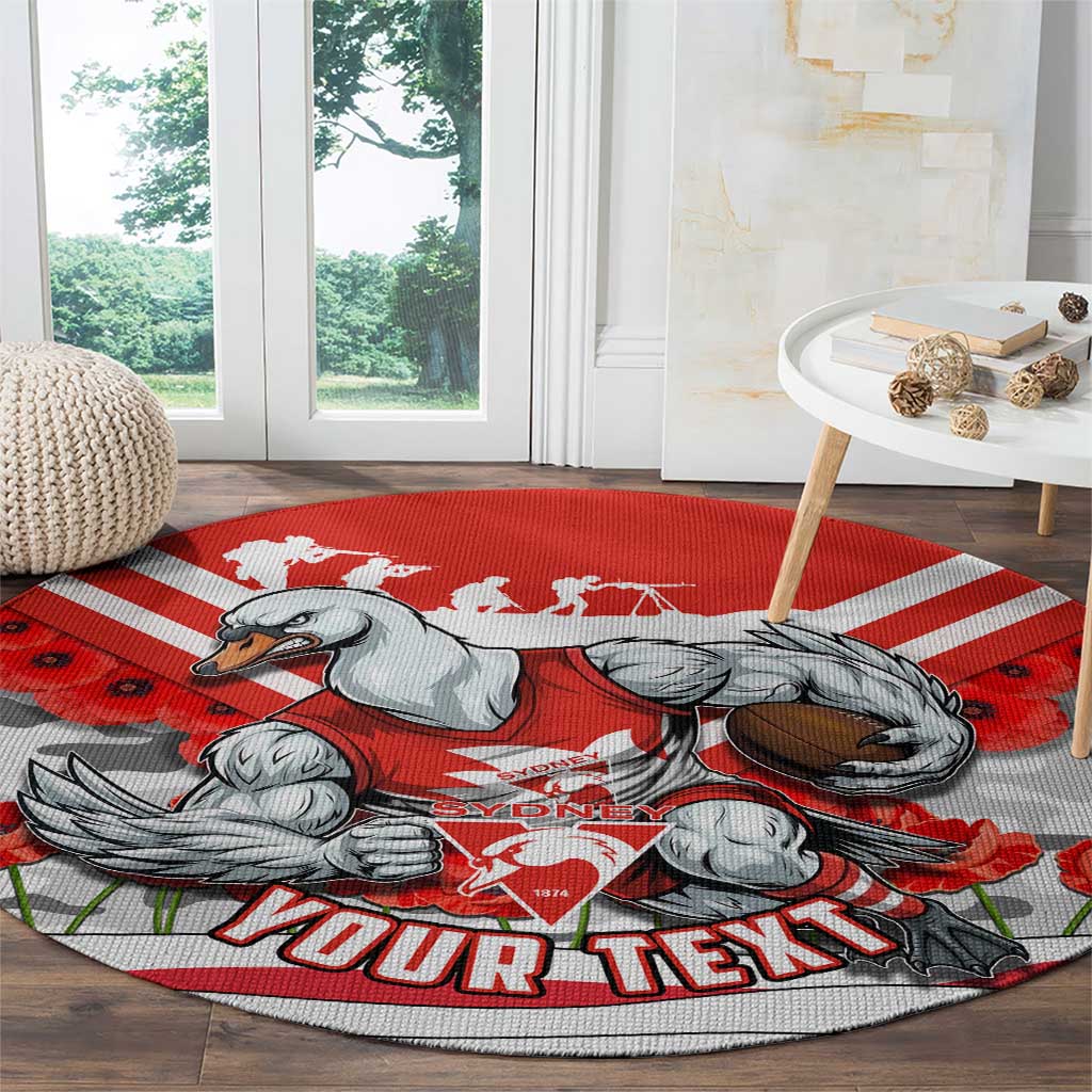 Personalised Sydney Swans ANZAC Round Carpet Military Remembrance Australian Football Mascot Camouflage
