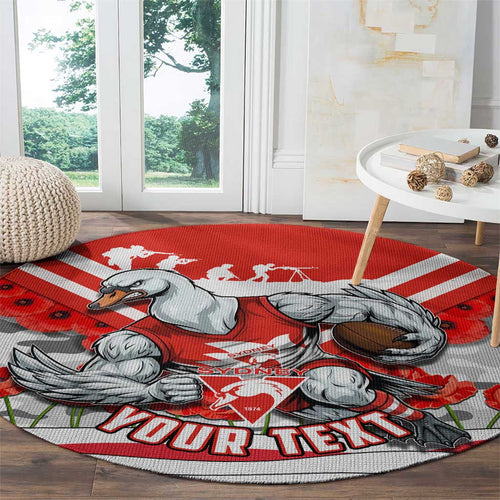 Personalised Sydney Swans ANZAC Round Carpet Military Remembrance Australian Football Mascot Camouflage