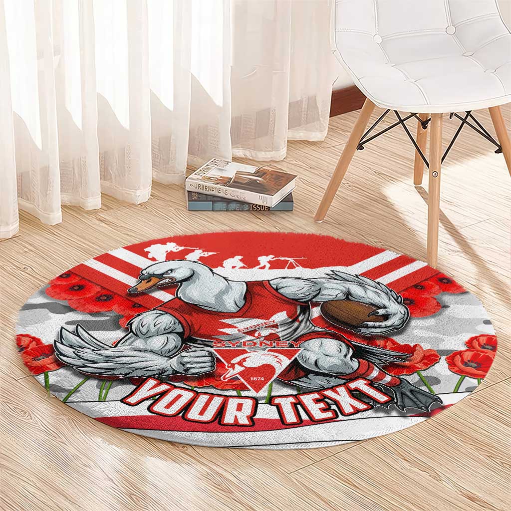 Personalised Sydney Swans ANZAC Round Carpet Military Remembrance Australian Football Mascot Camouflage