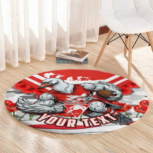 Personalised Sydney Swans ANZAC Round Carpet Military Remembrance Australian Football Mascot Camouflage