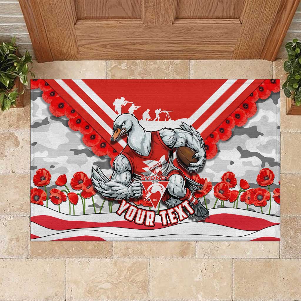 Personalised Sydney Swans ANZAC Rubber Doormat Military Remembrance Australian Football Mascot Camouflage