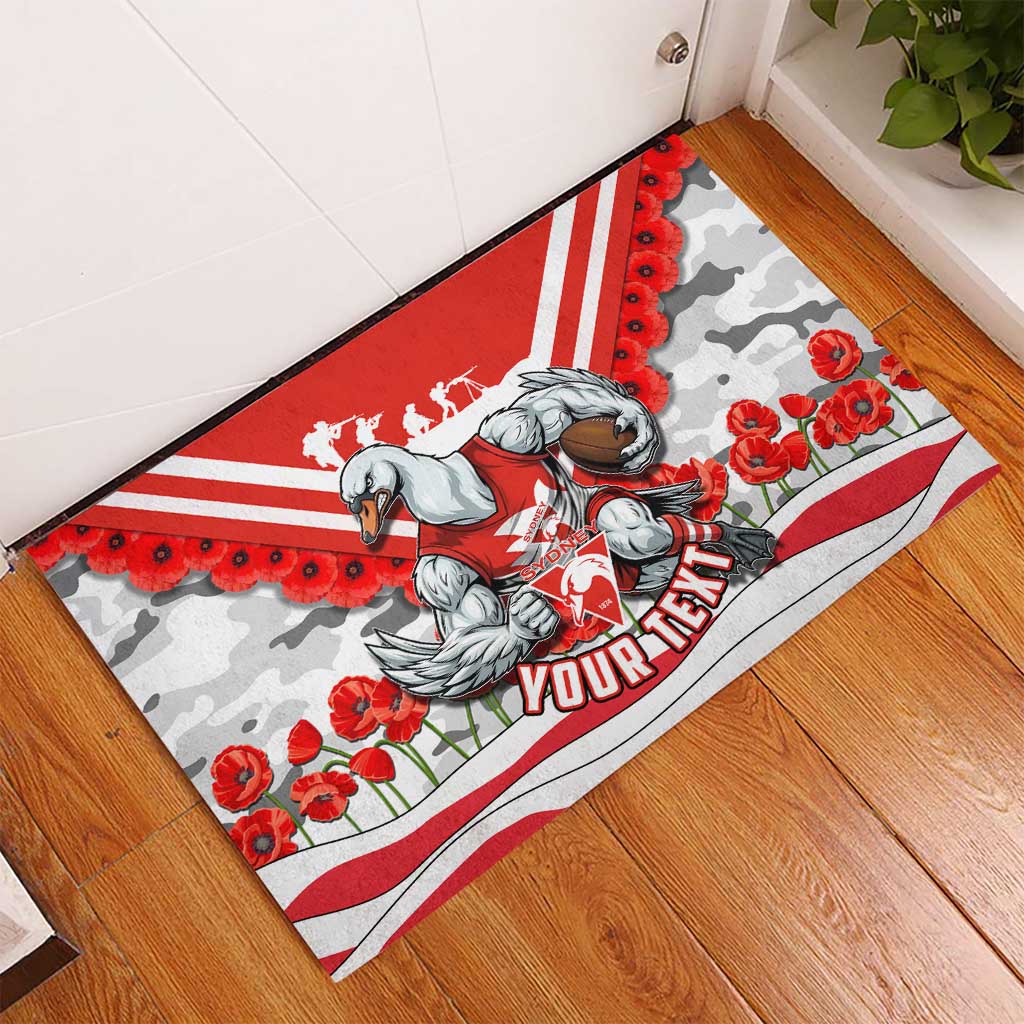 Personalised Sydney Swans ANZAC Rubber Doormat Military Remembrance Australian Football Mascot Camouflage