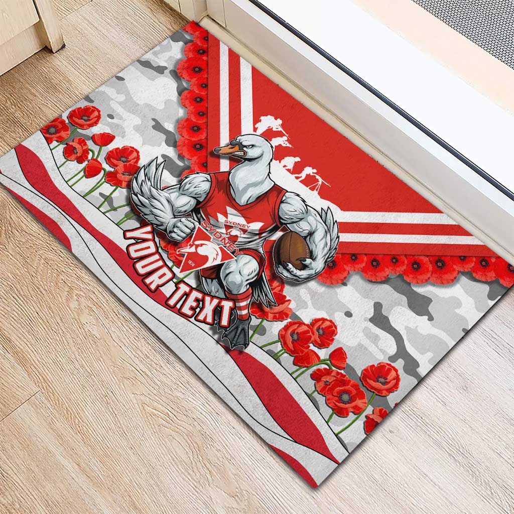 Personalised Sydney Swans ANZAC Rubber Doormat Military Remembrance Australian Football Mascot Camouflage