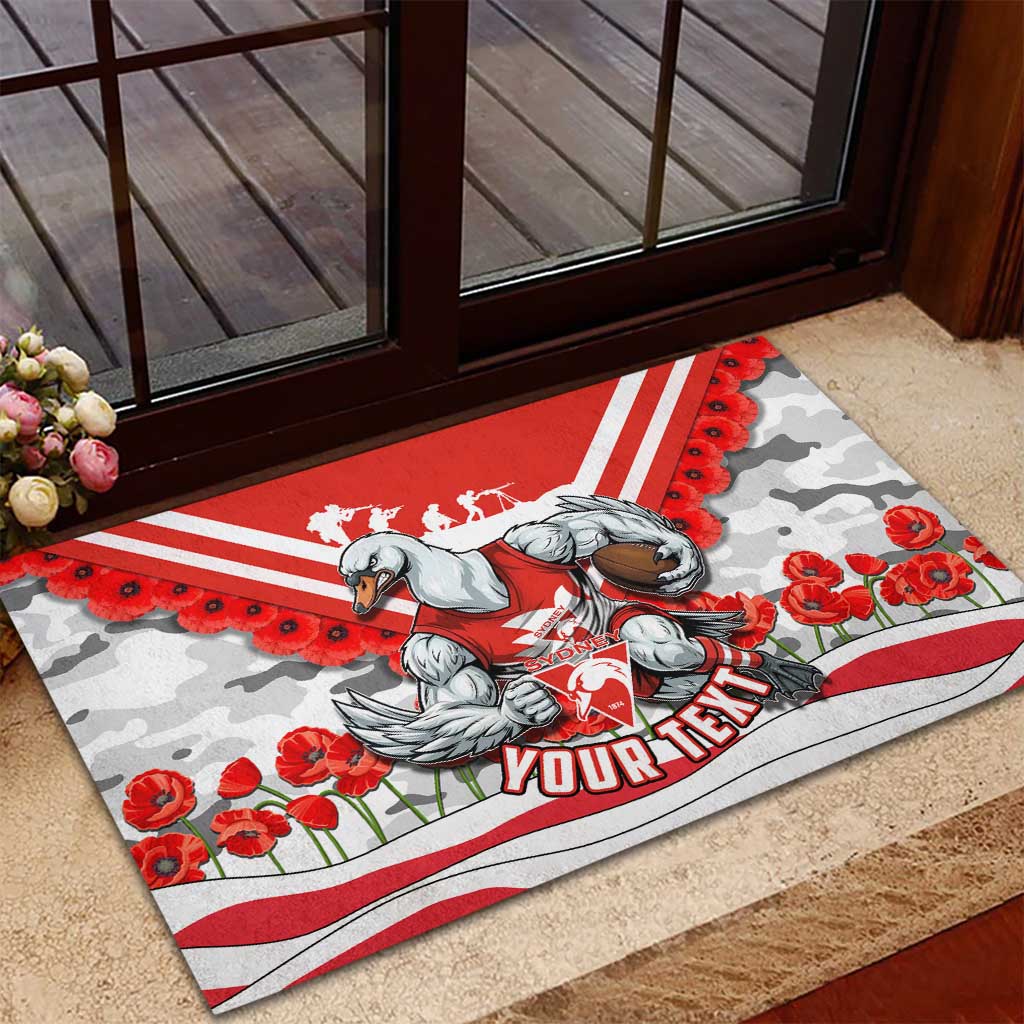 Personalised Sydney Swans ANZAC Rubber Doormat Military Remembrance Australian Football Mascot Camouflage
