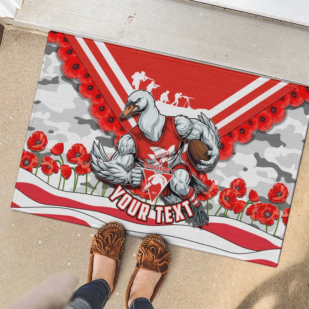 Personalised Sydney Swans ANZAC Rubber Doormat Military Remembrance Australian Football Mascot Camouflage