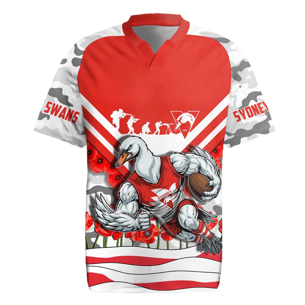 Personalised Sydney Swans ANZAC Rugby Jersey Military Remembrance Australian Football Mascot Camouflage