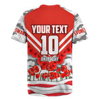 Personalised Sydney Swans ANZAC Rugby Jersey Military Remembrance Australian Football Mascot Camouflage