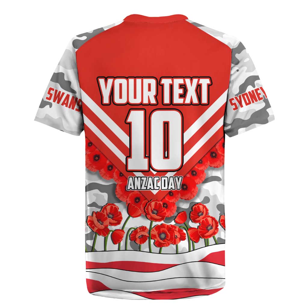 Personalised Sydney Swans ANZAC Rugby Jersey Military Remembrance Australian Football Mascot Camouflage