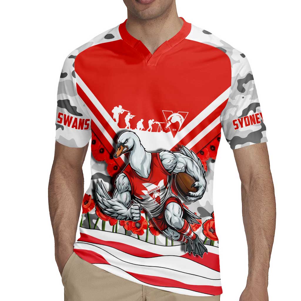 Personalised Sydney Swans ANZAC Rugby Jersey Military Remembrance Australian Football Mascot Camouflage