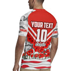 Personalised Sydney Swans ANZAC Rugby Jersey Military Remembrance Australian Football Mascot Camouflage