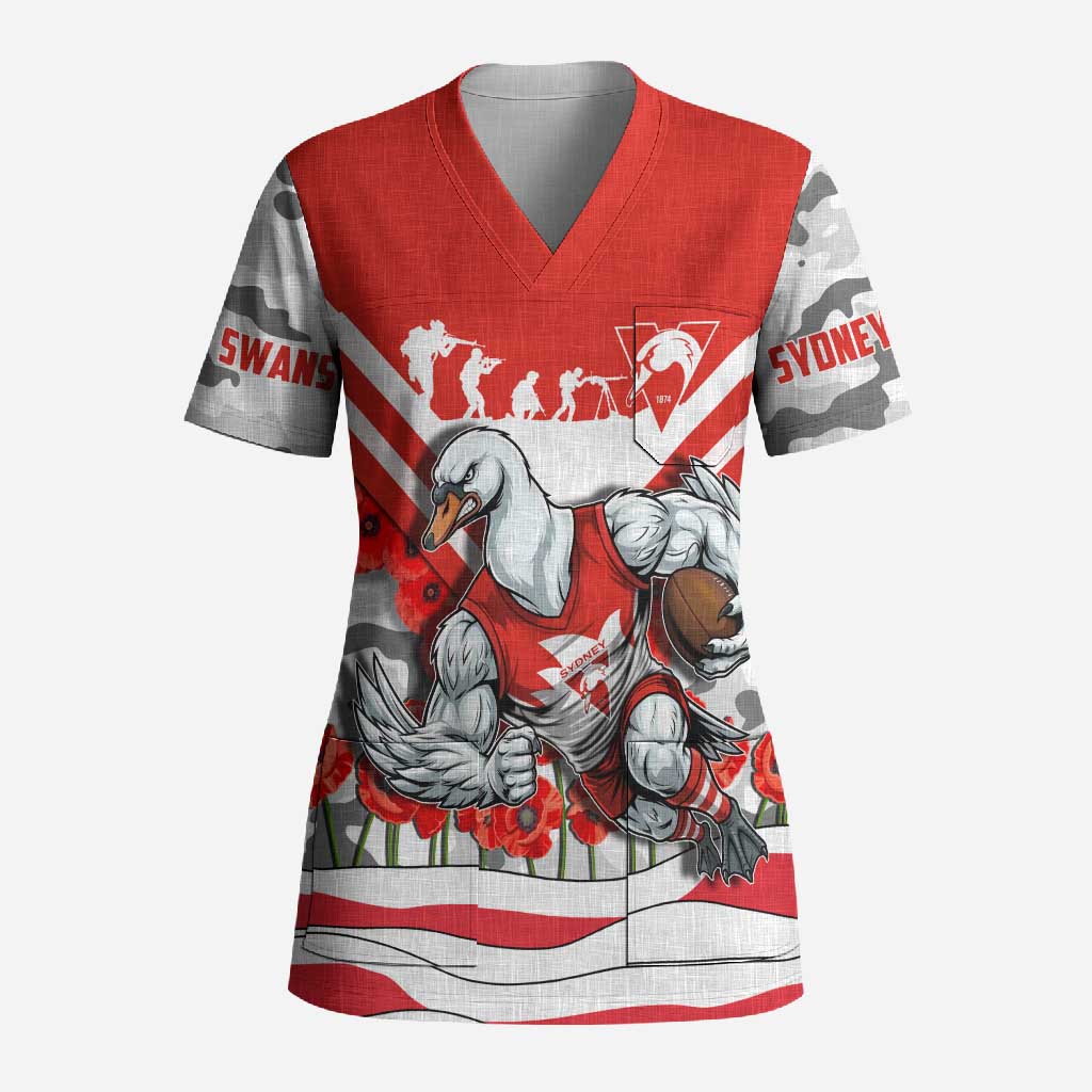 Personalised Sydney Swans ANZAC Scrub Top Military Remembrance Australian Football Mascot Camouflage