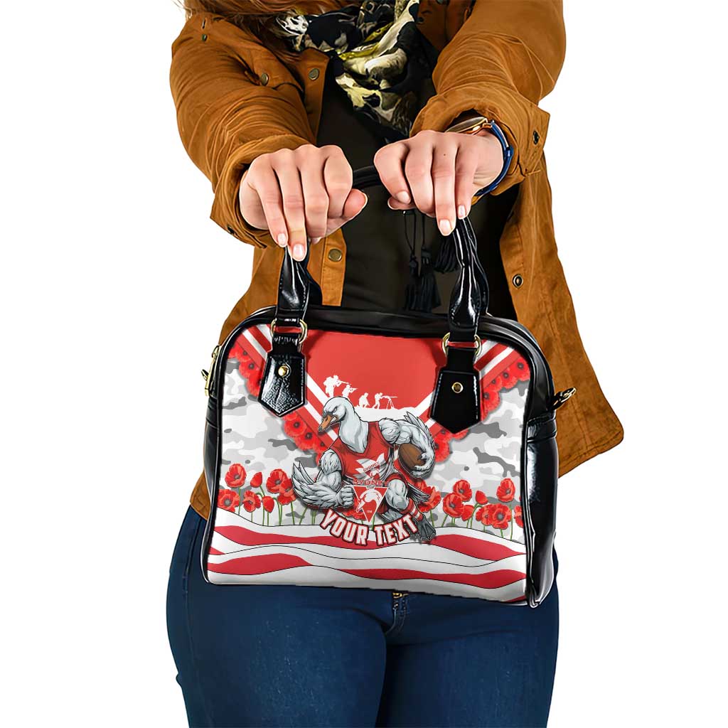 Personalised Sydney Swans ANZAC Shoulder Handbag Military Remembrance Australian Football Mascot Camouflage