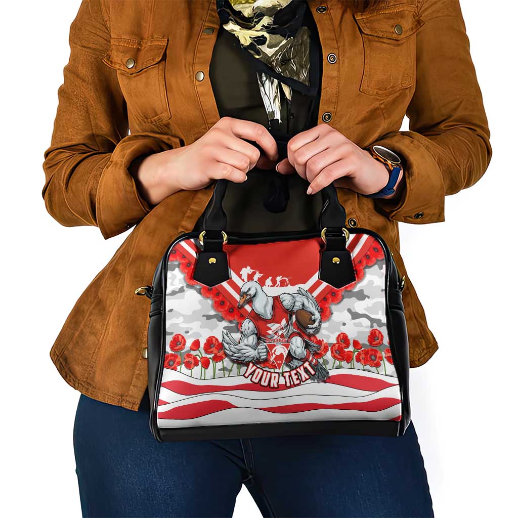 Personalised Sydney Swans ANZAC Shoulder Handbag Military Remembrance Australian Football Mascot Camouflage