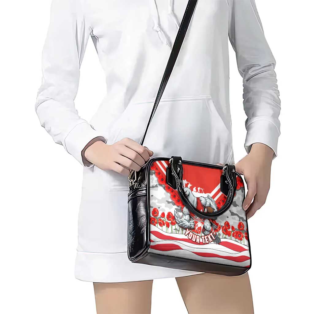 Personalised Sydney Swans ANZAC Shoulder Handbag Military Remembrance Australian Football Mascot Camouflage