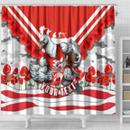 Personalised Sydney Swans ANZAC Shower Curtain Military Remembrance Australian Football Mascot Camouflage