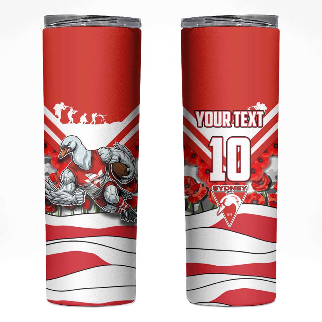 Personalised Sydney Swans ANZAC Skinny Tumbler Military Remembrance Australian Football Mascot Camouflage