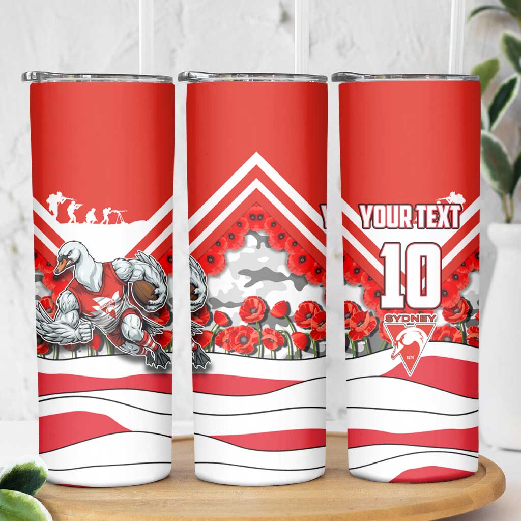 Personalised Sydney Swans ANZAC Skinny Tumbler Military Remembrance Australian Football Mascot Camouflage