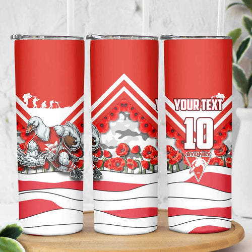 Personalised Sydney Swans ANZAC Skinny Tumbler Military Remembrance Australian Football Mascot Camouflage