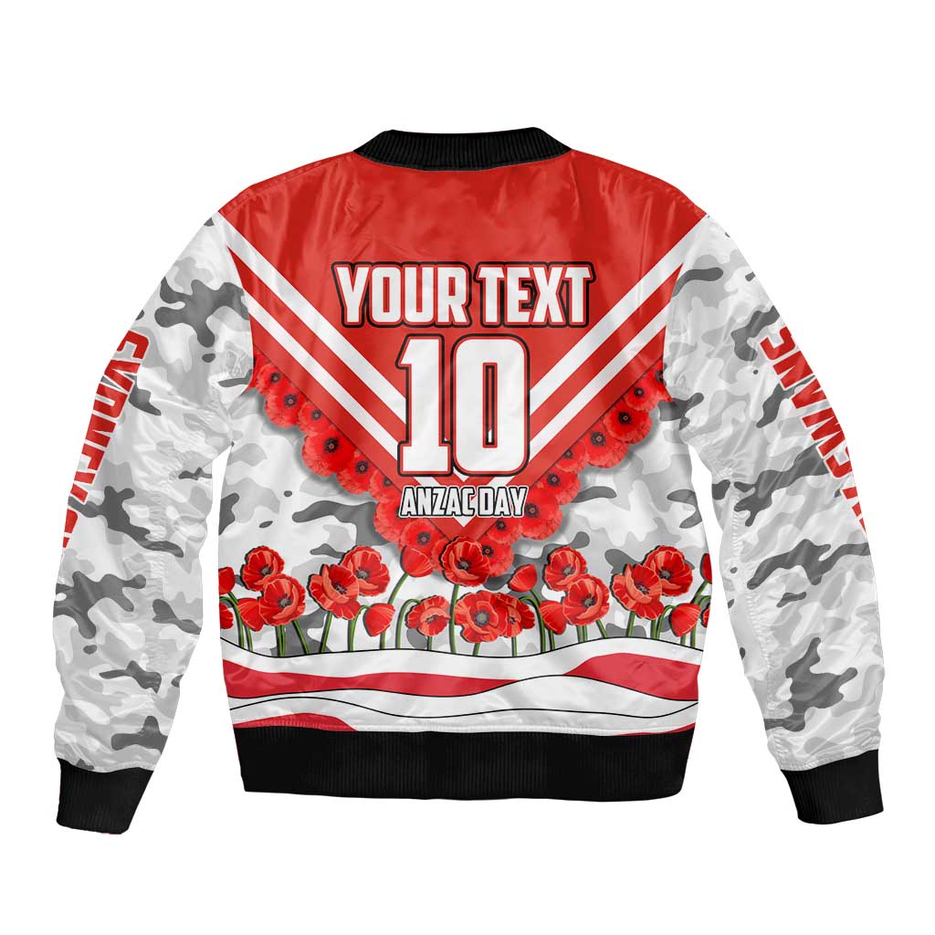 Personalised Sydney Swans ANZAC Sleeve Zip Bomber Jacket Military Remembrance Australian Football Mascot Camouflage