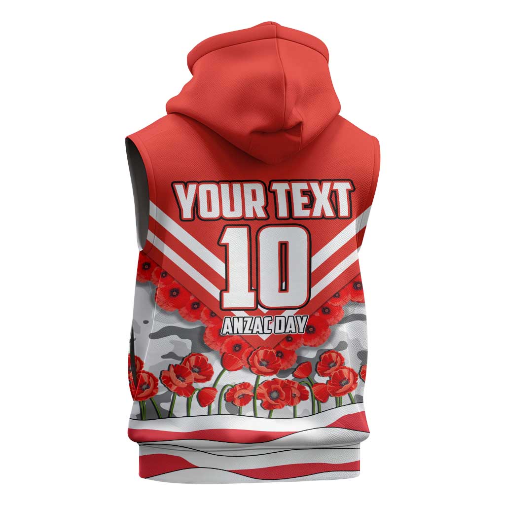 Personalised Sydney Swans ANZAC Sleeveless Hoodie Military Remembrance Australian Football Mascot Camouflage