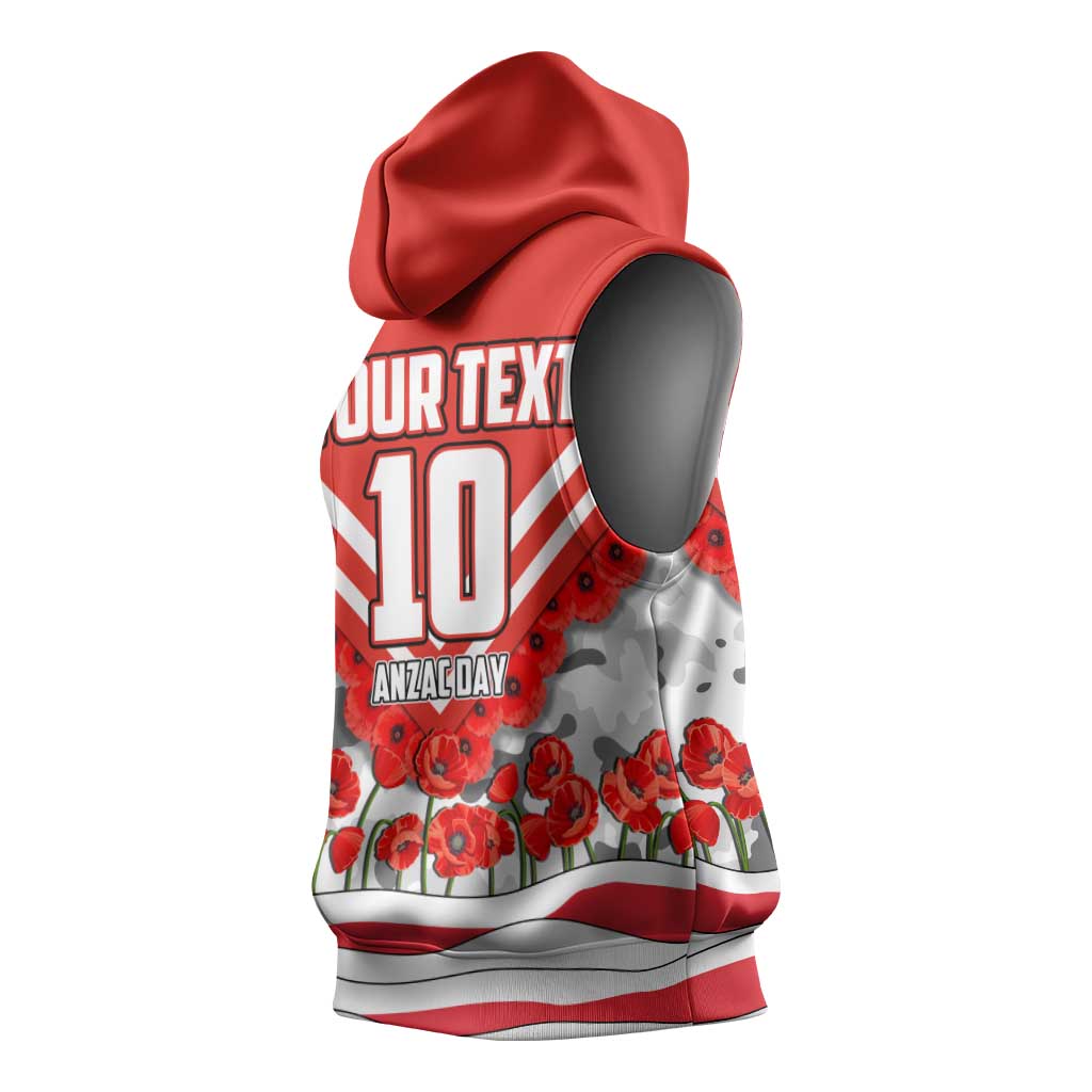 Personalised Sydney Swans ANZAC Sleeveless Hoodie Military Remembrance Australian Football Mascot Camouflage