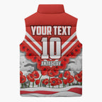 Personalised Sydney Swans ANZAC Sleeveless Puffer Jacket Military Remembrance Australian Football Mascot Camouflage