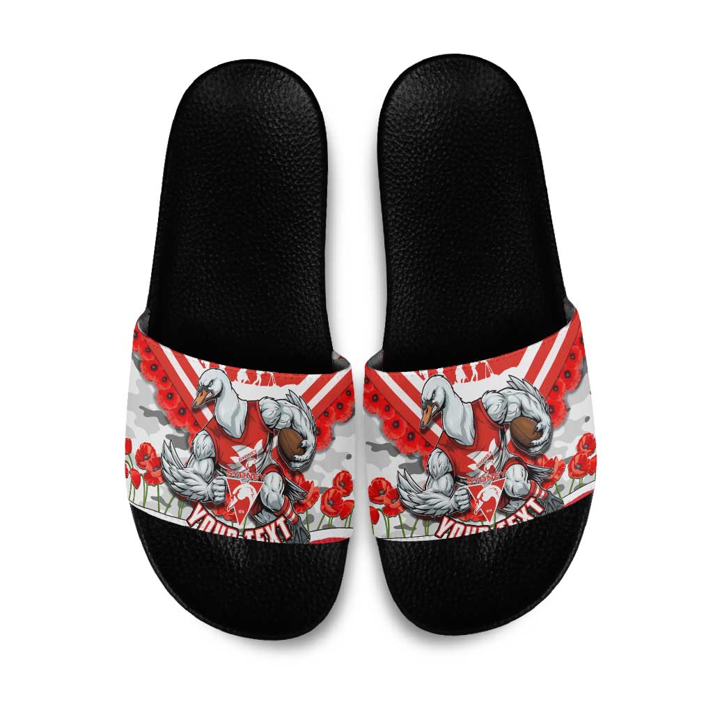 Personalised Sydney Swans ANZAC Slide Sandals Military Remembrance Australian Football Mascot Camouflage
