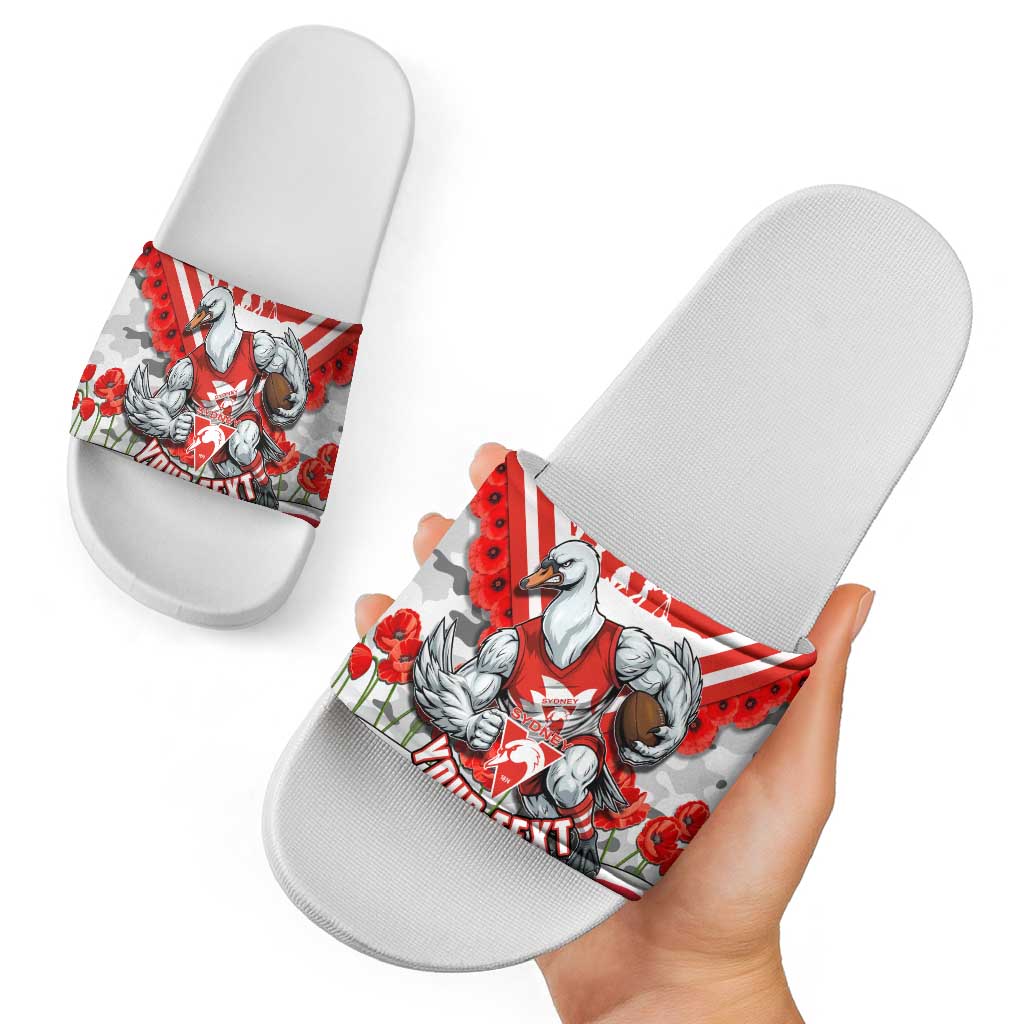 Personalised Sydney Swans ANZAC Slide Sandals Military Remembrance Australian Football Mascot Camouflage