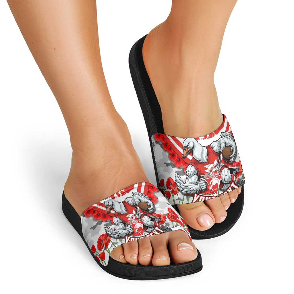 Personalised Sydney Swans ANZAC Slide Sandals Military Remembrance Australian Football Mascot Camouflage