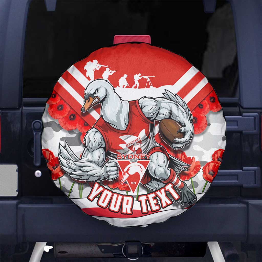 Personalised Sydney Swans ANZAC Spare Tire Cover Military Remembrance Australian Football Mascot Camouflage