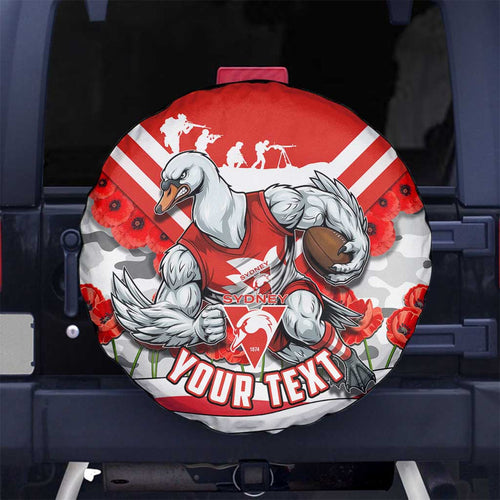 Personalised Sydney Swans ANZAC Spare Tire Cover Military Remembrance Australian Football Mascot Camouflage