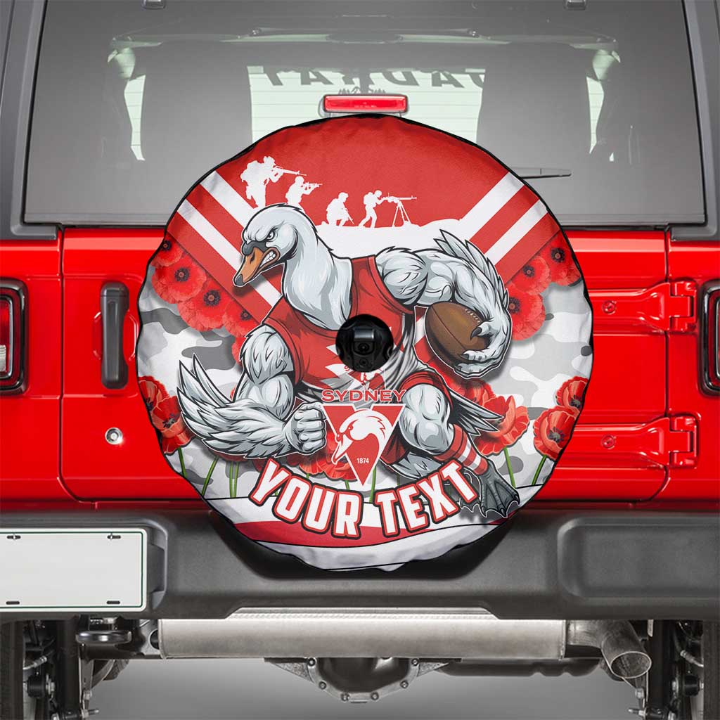 Personalised Sydney Swans ANZAC Spare Tire Cover Military Remembrance Australian Football Mascot Camouflage