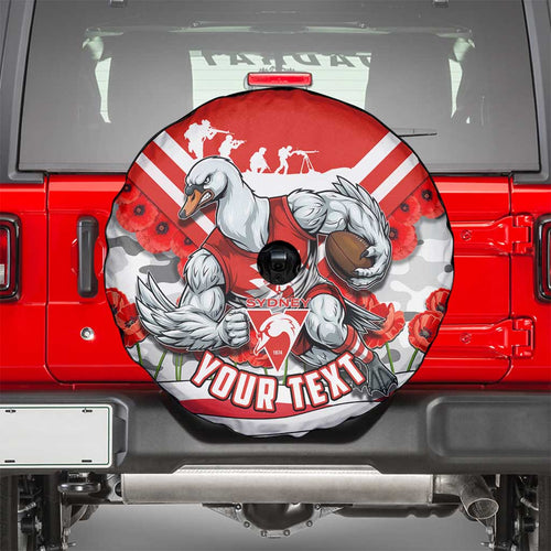 Personalised Sydney Swans ANZAC Spare Tire Cover Military Remembrance Australian Football Mascot Camouflage