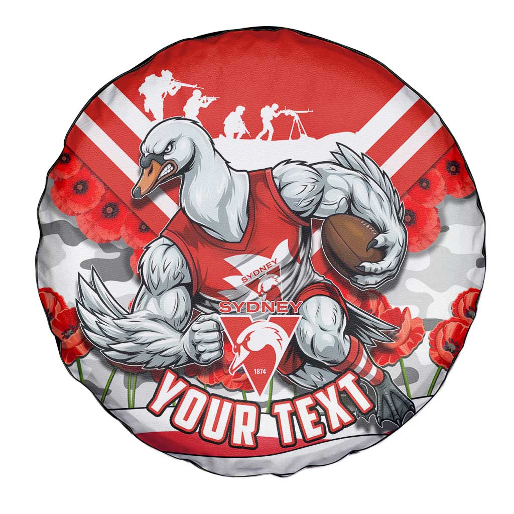 Personalised Sydney Swans ANZAC Spare Tire Cover Military Remembrance Australian Football Mascot Camouflage