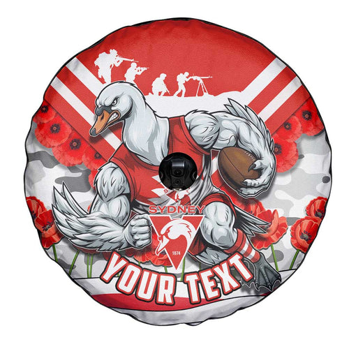 Personalised Sydney Swans ANZAC Spare Tire Cover Military Remembrance Australian Football Mascot Camouflage