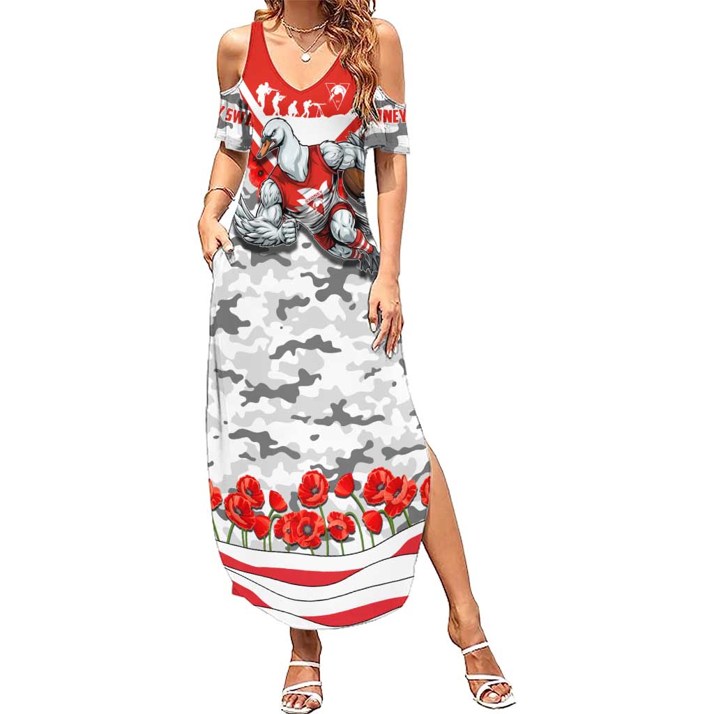 Personalised Sydney Swans ANZAC Summer Maxi Dress Military Remembrance Australian Football Mascot Camouflage